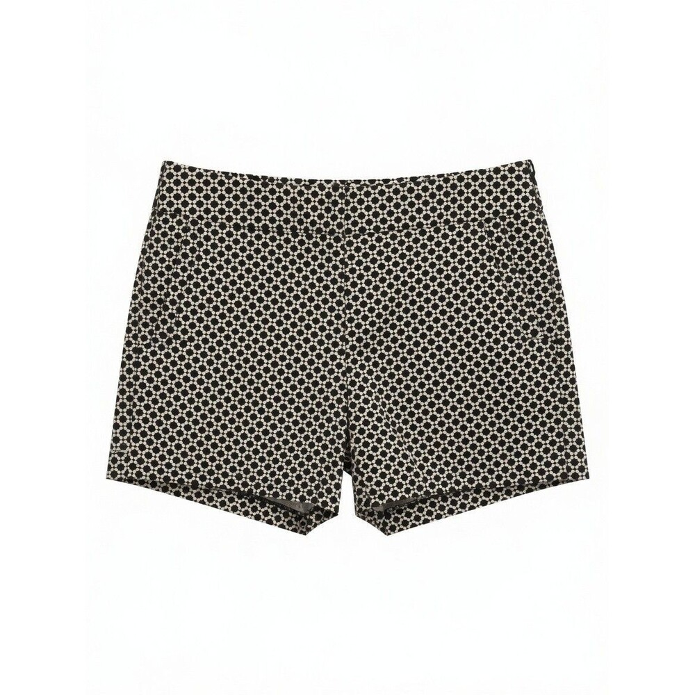 J.Crew Geometric Chino Shorts Side Zip Womens 8 Black White Ivory Casual EUC
